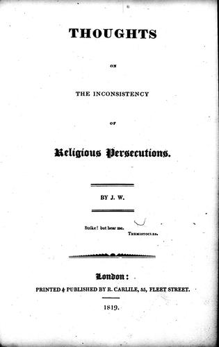 Cover for Thoughts on the inconsistency of religious persecutions