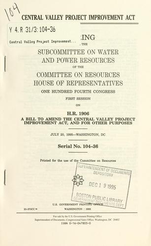 Cover for Central Valley Project Improvement Act