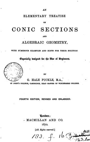 Cover for An elementary treatise on conic sections and algebraic geometry