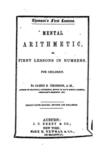Cover for Mental Arithmetic, Or First Lessons in Numbers for Children