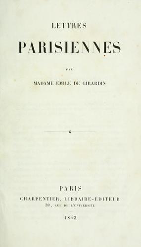 Cover for Lettres parisiennes