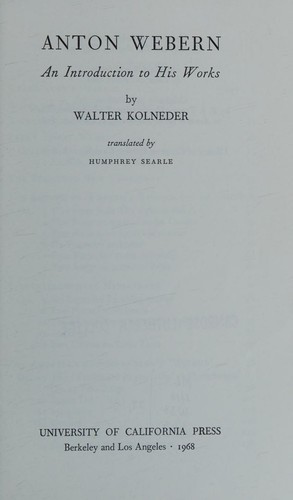 Cover for Anton Webern; an introduction to his works.
