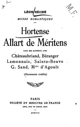 Cover for Hortense Allart de Méritens