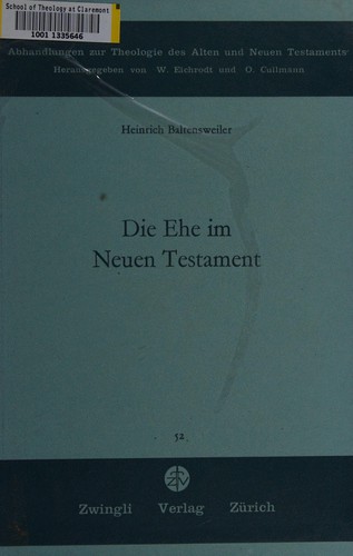 Cover for Die Ehe im Neuen Testament.