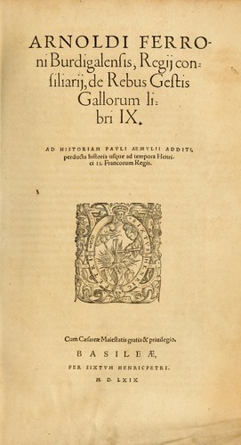 Cover for Arnoldi Ferroni Burdigalensis, regij consiliarij