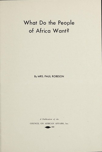 Cover for What do the people of Africa want?