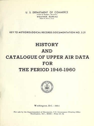 Cover for History and catalogue of upper air data for the period 1946-1960.