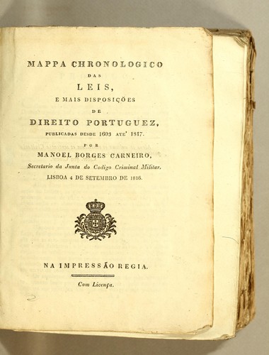 Cover for Mappa chronologico das leis, e mais disposições de Direito portuguez, publicadas desde 1603 até 1817
