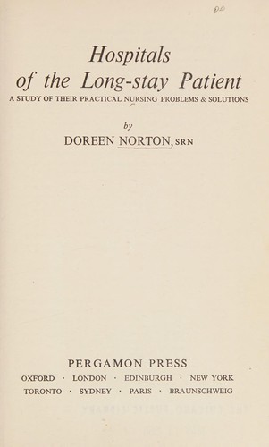 Cover for Hospitals of the long-stay patient