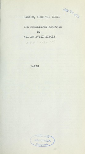 Cover for Les moralistes français du XVIe au XVIIIe siècle