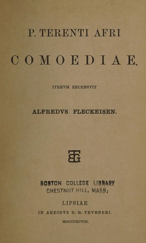 Cover for P. Terenti Afri Comoediae