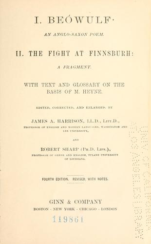 Cover for I. Beówulf: an Anglo-Saxon poem.