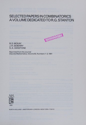 Cover for Selected papers in combinatorics