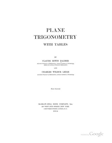 Cover for Plane trigonometry with tables