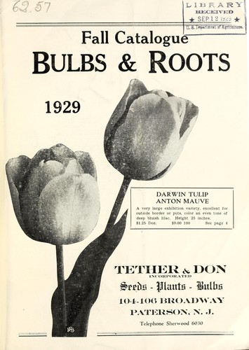 Cover for Bulbs & roots fall catalogue, 1929
