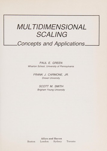 Cover for Multidimensional scaling