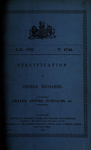 Cover for Specification of George Richards
