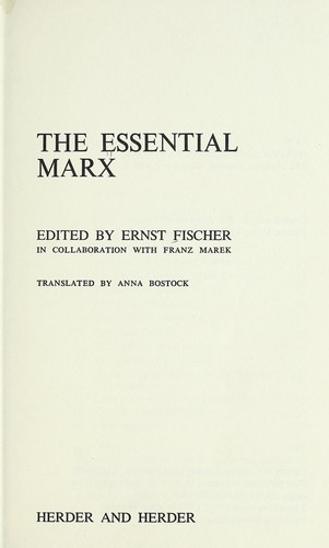 Cover for The essential Marx.