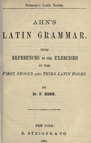 Cover for Ahn's Latin grammar.