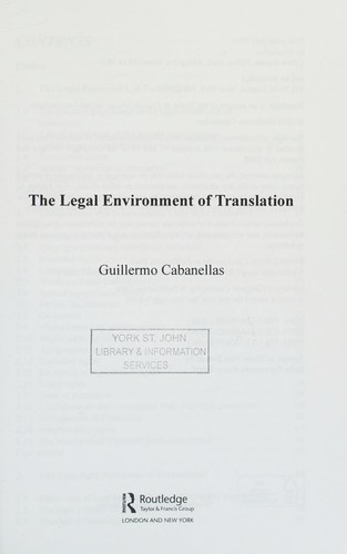 Cover for Legal Environment of Translation