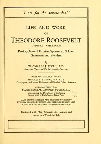 Cover for Life and work of Theodore Roosevelt...