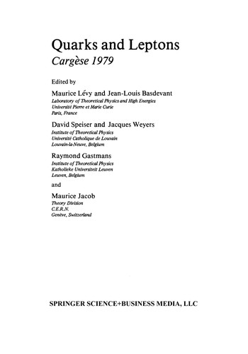 Cover for Quarks and Leptons