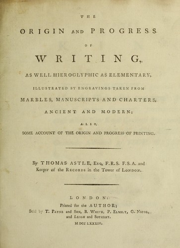 Cover for The origin and progress of writing