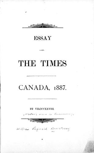Cover for Essay on the times
