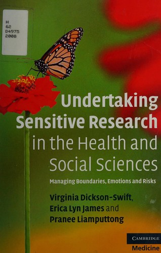 Cover for Undertaking sensitive research in the health and social sciences
