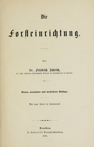 Cover for Die Forsteinrichtung