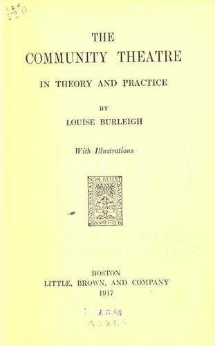 Cover for The community theatre in theory and practice
