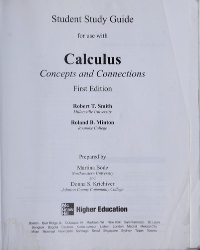 Cover for Student Study Guide to accompany Calculus