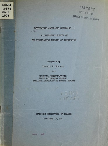 Cover for A literature survey on psychiatric aspects of depression