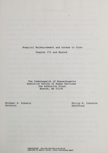 Cover for Hospital reimbursement and access to care