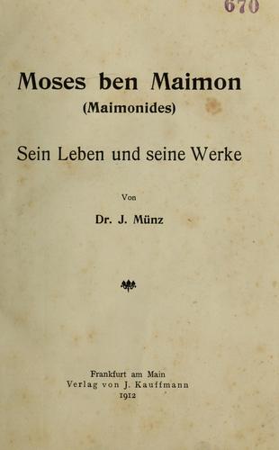 Cover for Moses ben Maimon (Maimonides)