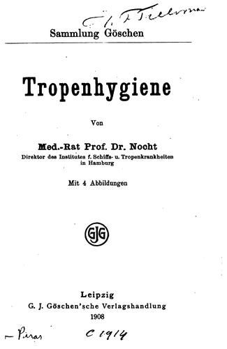 Cover for Tropenhygiene