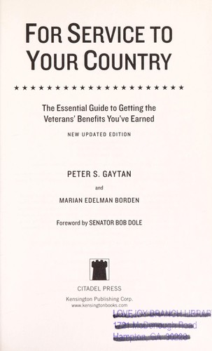 Cover for For service to your country