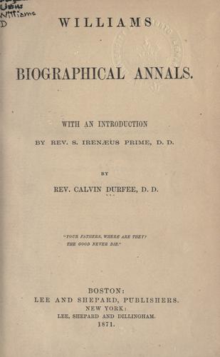 Cover for Williams biographical annals.