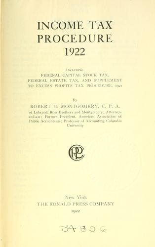 Cover for Income tax procedure, 1922