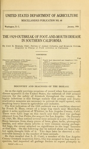 Cover for The 1929 outbreak of foot-and-mouth disease in southern California