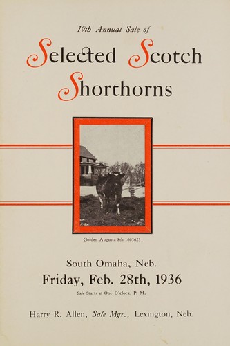Cover for 19th annual sale of selected Scotch shorthorns