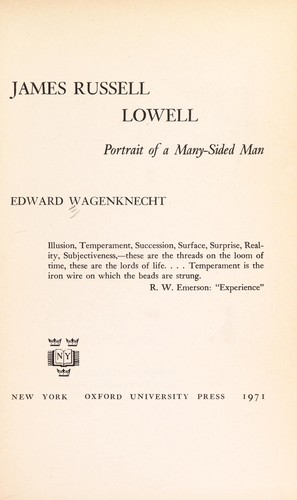 Cover for James Russell Lowell; portrait of a many-sided man
