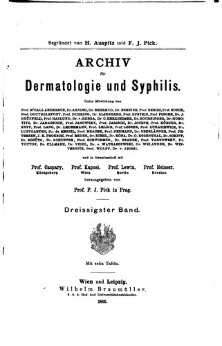 Cover for Archiv für Dermatologie und Syphilis