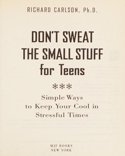 Cover for Don't sweat the small stuff for teens