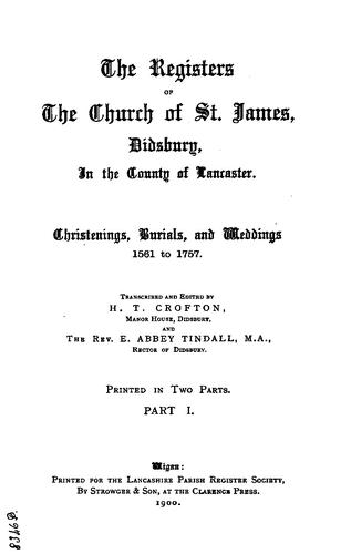 Cover for The Registers of the Church of St James, Didsbury