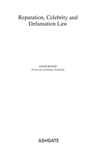 Cover for Reputation, celebrity and defamation law