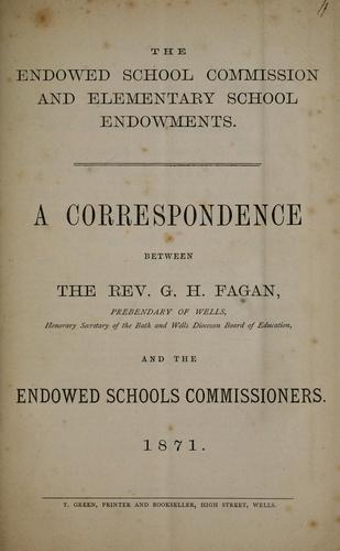 Cover for endowed school commission and elementary school endowments