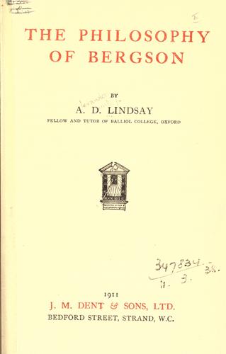 Cover for The philosophy of Bergson