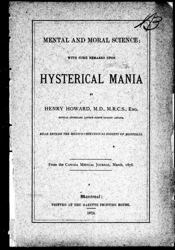 Cover for Mental and moral science