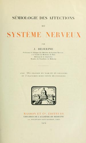 Cover for Sémiologie des affections du système nerveux